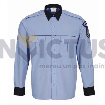 Cămașă bluză gri-bleu cu mânecă lungă bărbați-Poliție - 104008